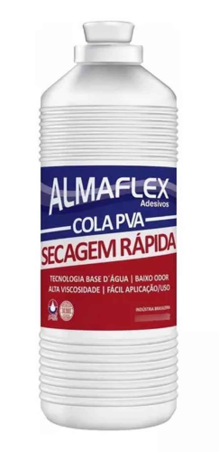 Imagem de COLA PVA ALMAFLEX 601 1KG SECAGEM RAPIDA (AMARELA)