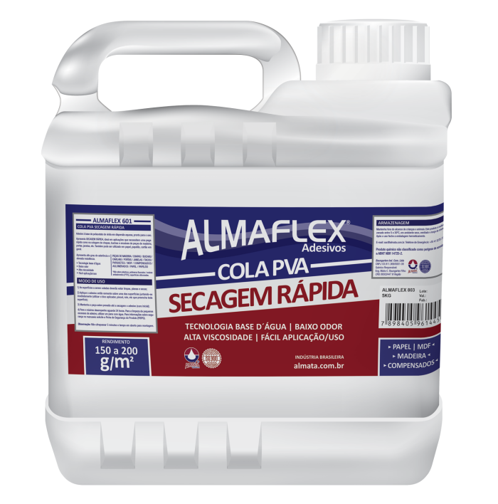 Imagem de COLA PVA AMARELA ALMAFLEX 601 05KG SECAGEM RAPIDA (AMARELA)