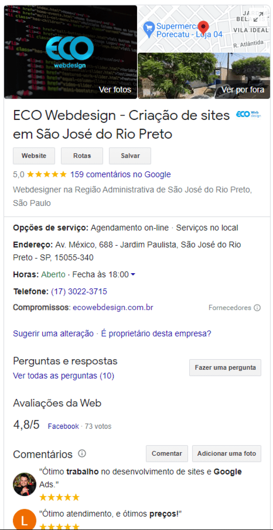 Empresa com Avaliação 5 Estrelas no Google