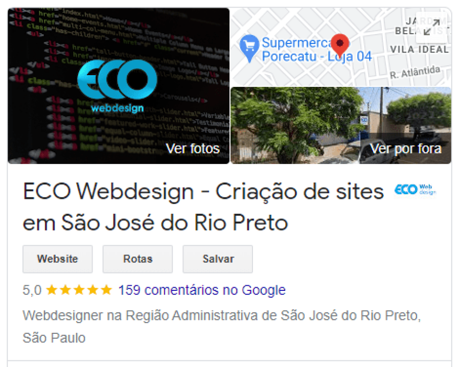 Empresa profissional de criação de sites 5 estrelas no Google