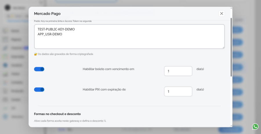 Formulário Mercado Pago preenchido