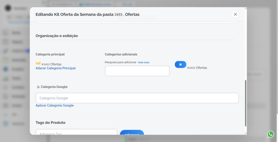 Produto com categoria principal e categorias adicionais
