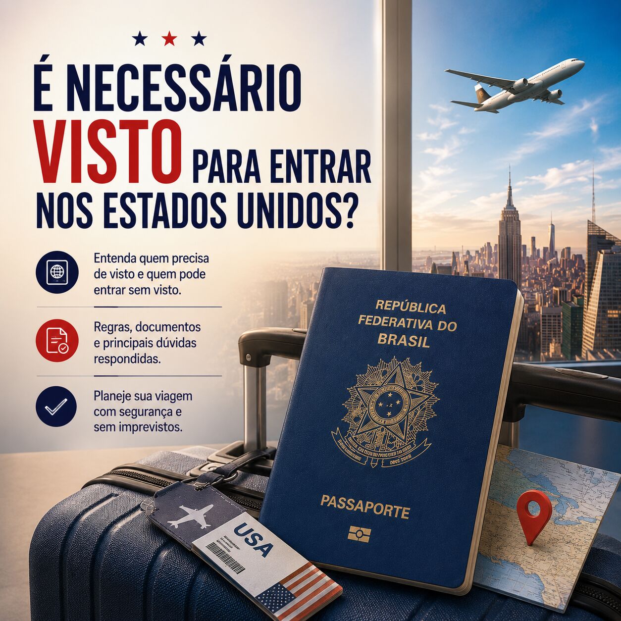 Imagem ilustrativa para o artigo É necessário visto para entrar nos Estados Unidos? da Now Vistos