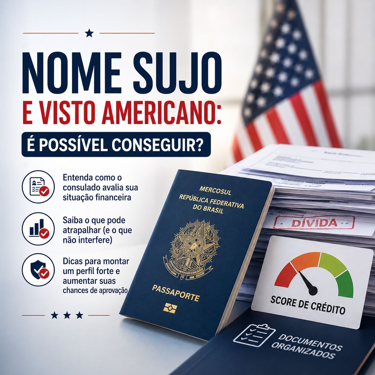 Imagem ilustrativa para o artigo É possível conseguir o visto americano com nome sujo? Entenda os riscos da Now Vistos