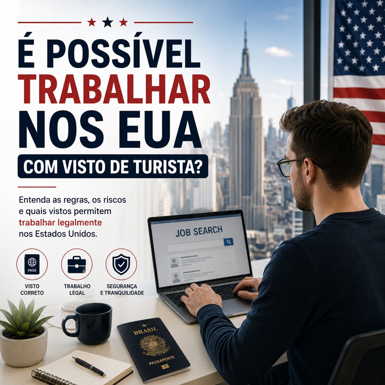 Imagem ilustrativa para o artigo É possível trabalhar nos EUA com visto de turista? da Genuína Conexão