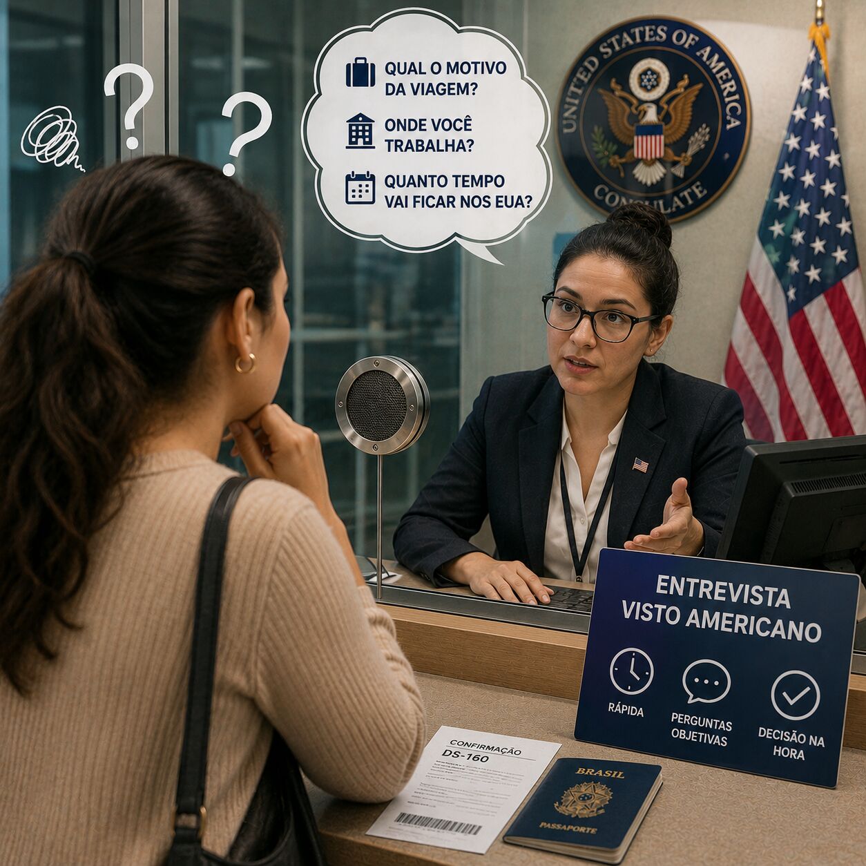 Imagem ilustrativa para o artigo Como são as entrevistas para visto americano? da Now Vistos