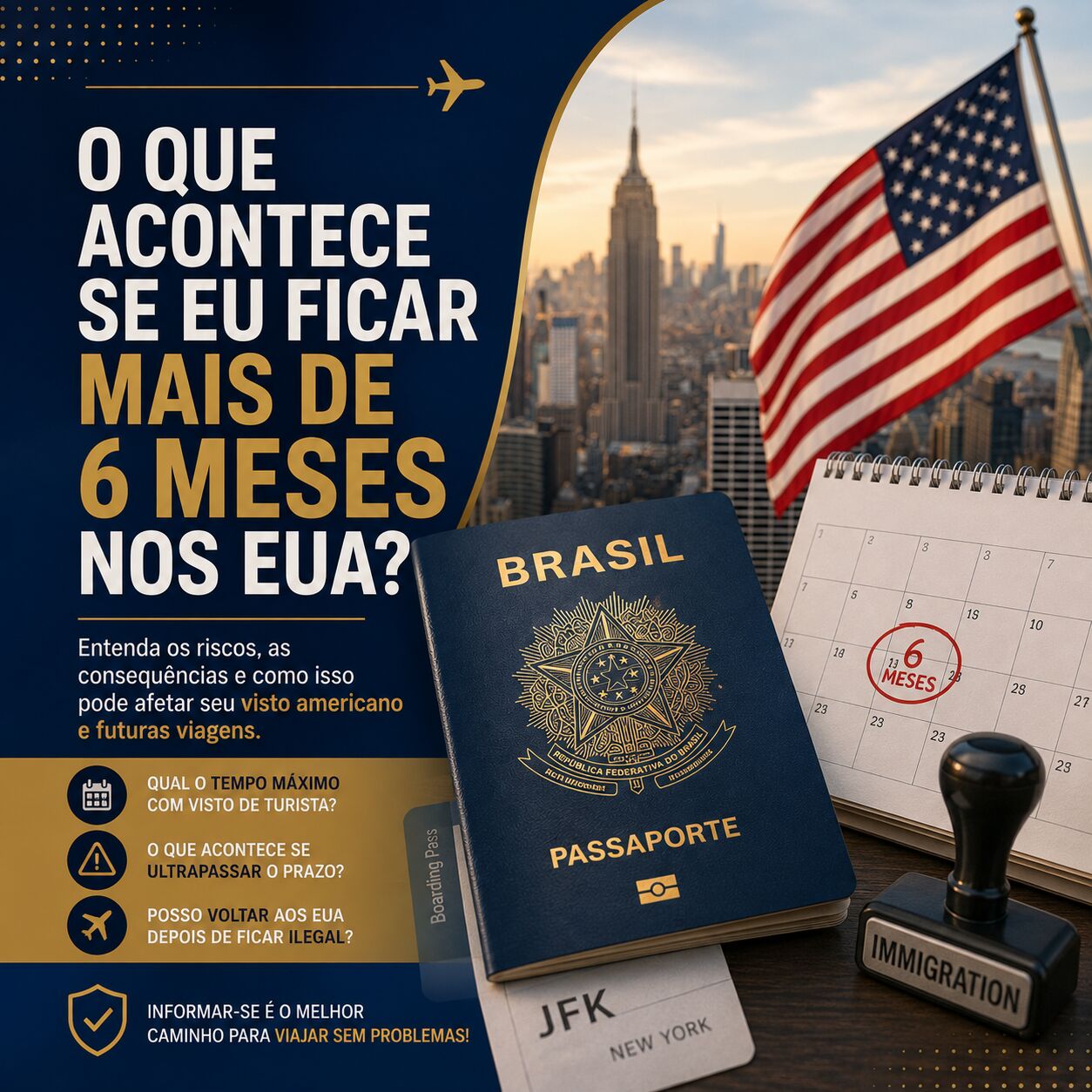 Imagem ilustrativa para o artigo O que acontece se eu ficar mais de 6 meses nos EUA? da Genuína Conexão