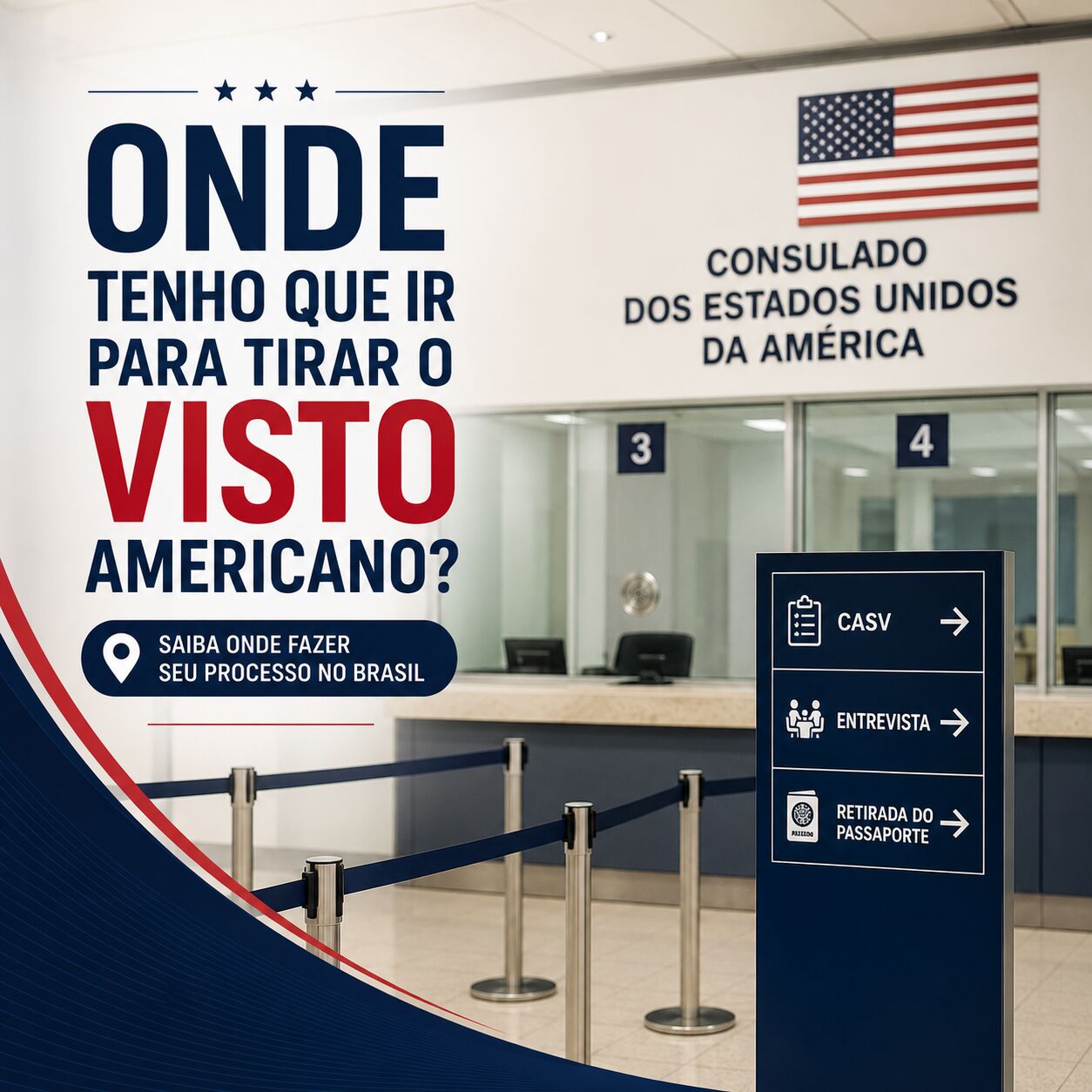 Imagem ilustrativa para o artigo Onde tenho que ir para tirar o visto americano? da Now Vistos