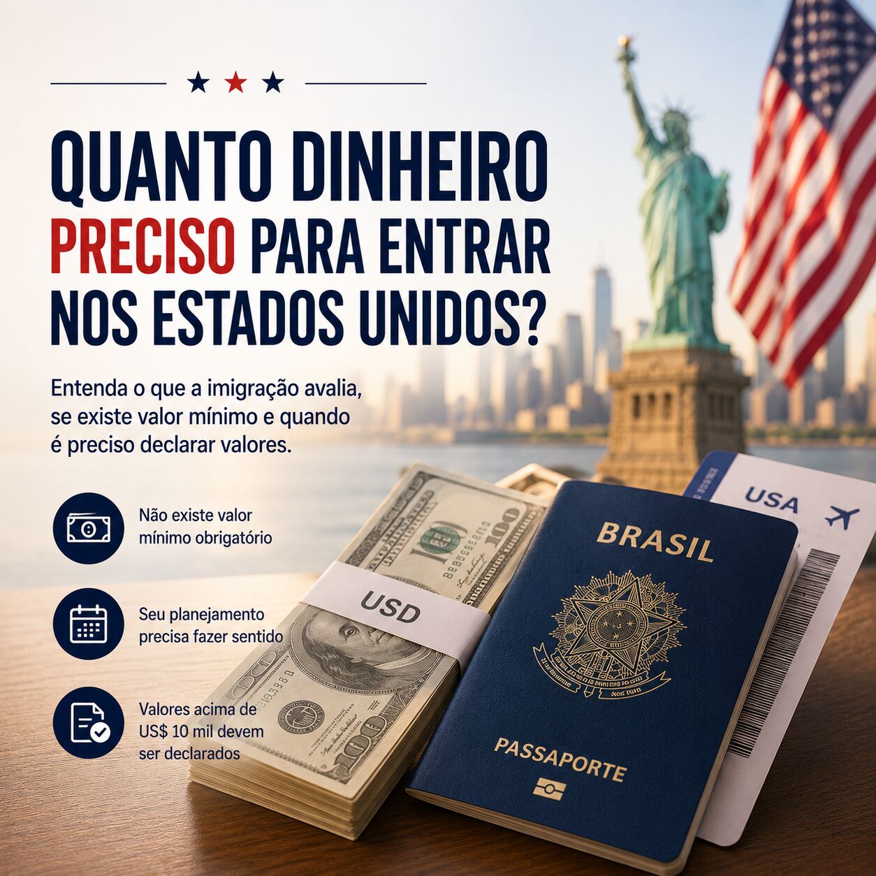 Imagem ilustrativa para o artigo Qual o valor exigido para entrar nos Estados Unidos? da Now Vistos