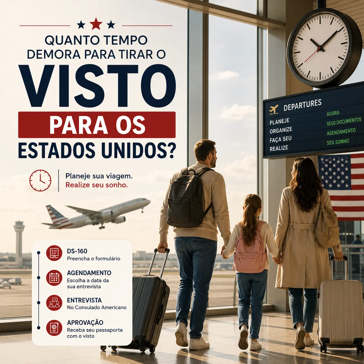 Imagem ilustrativa para o artigo Quanto tempo demora para tirar o visto para os Estados Unidos? da Now Vistos