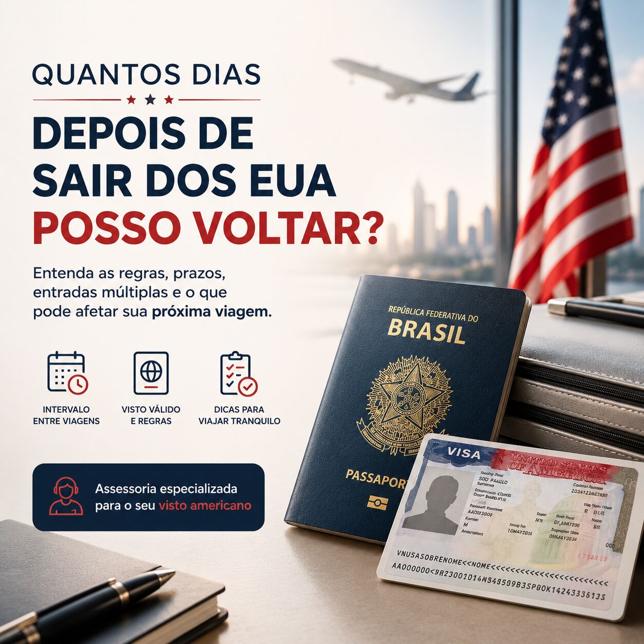 Imagem ilustrativa para o artigo Quantos dias depois de sair dos EUA posso voltar? da Genuína Conexão