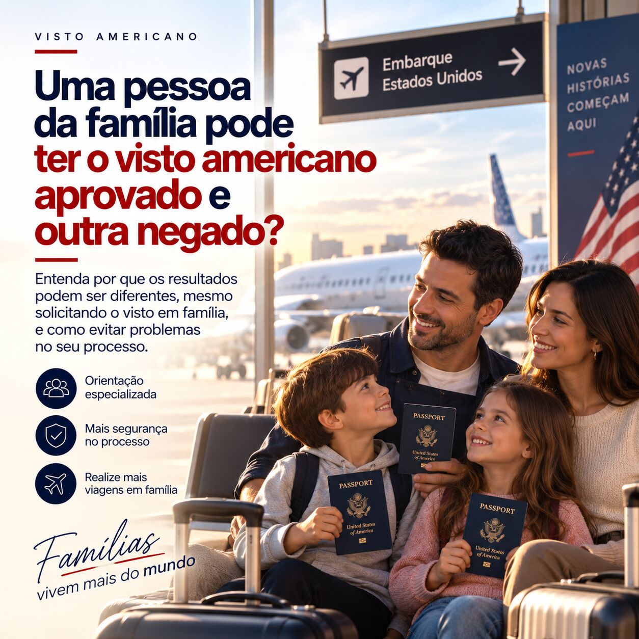 Imagem ilustrativa para o artigo Uma pessoa da família pode ter o visto americano aprovado e outra negado? da Now Vistos