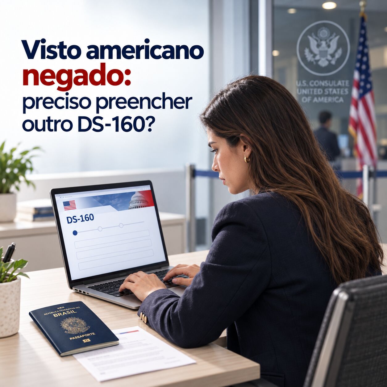 Imagem ilustrativa para o artigo Visto americano negado: preciso preencher outro DS-160? da Now Vistos