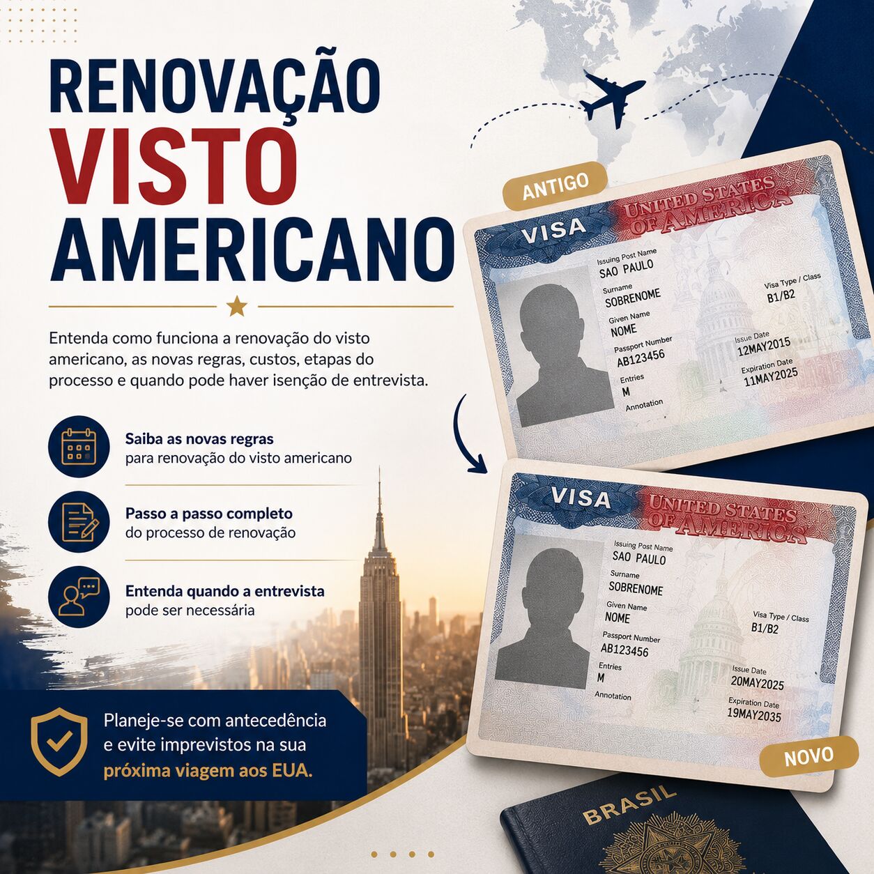 Imagem ilustrativa para o artigo Visto americano renovar da Genuína Conexão
