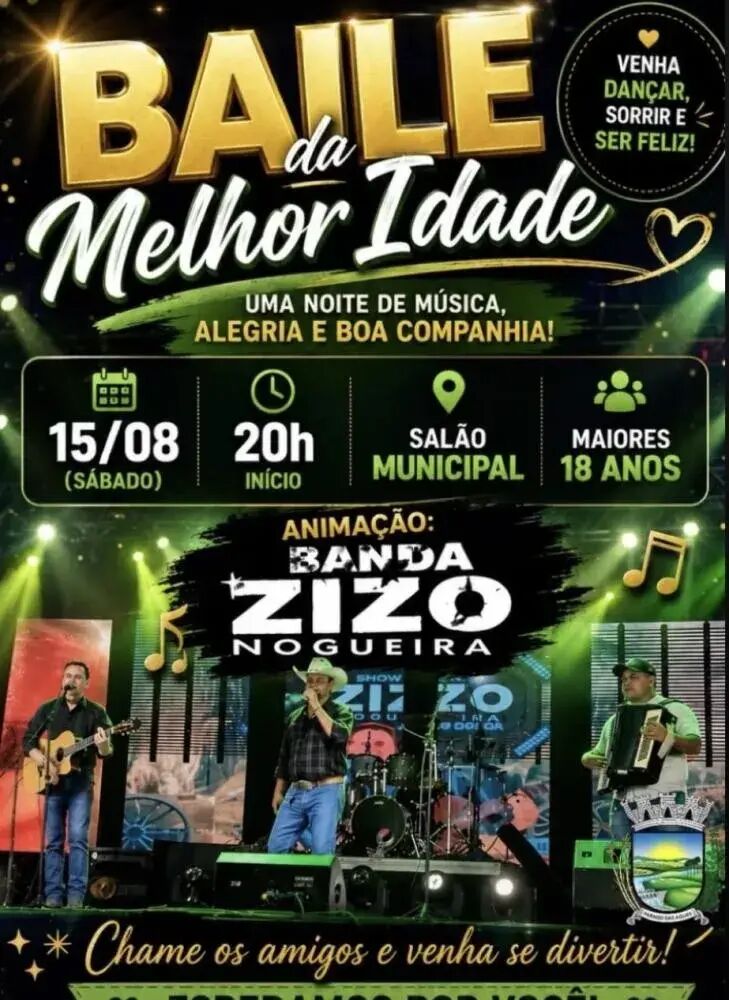 Imagem ilustrativa da matéria Paraíso das Águas terá Baile da Melhor Idade neste sábado com Banda Zizo Nogueira
