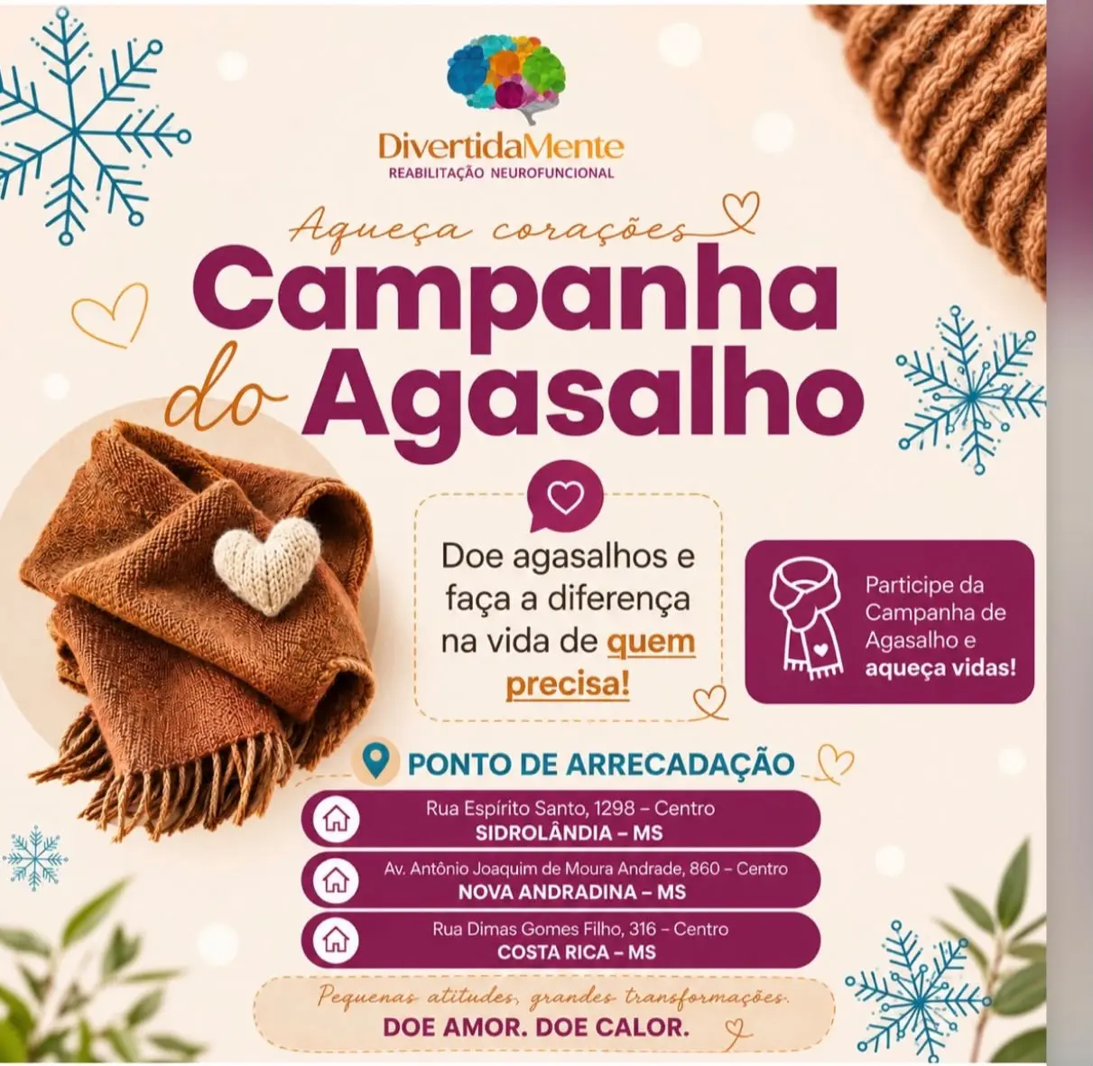 Imagem ilustrativa da matéria Solidariedade em ação: Clínica DivertidaMente arrecada agasalhos para famílias em situação de vulnerabilidade