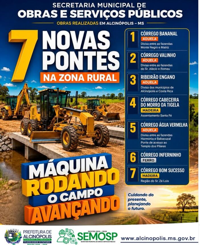 Imagem da notícia Alcinópolis constrói sete novas pontes e amplia melhorias na zona rural