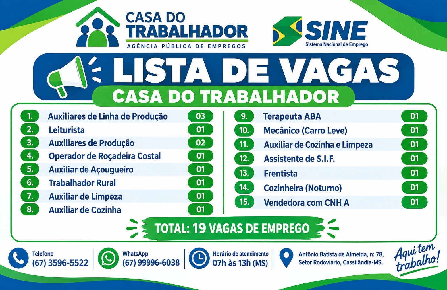 Ilustração da notícia Procurando emprego? Cassilândia tem 19 vagas de emprego abertas em diferentes áreas; confira da MS Todo dia