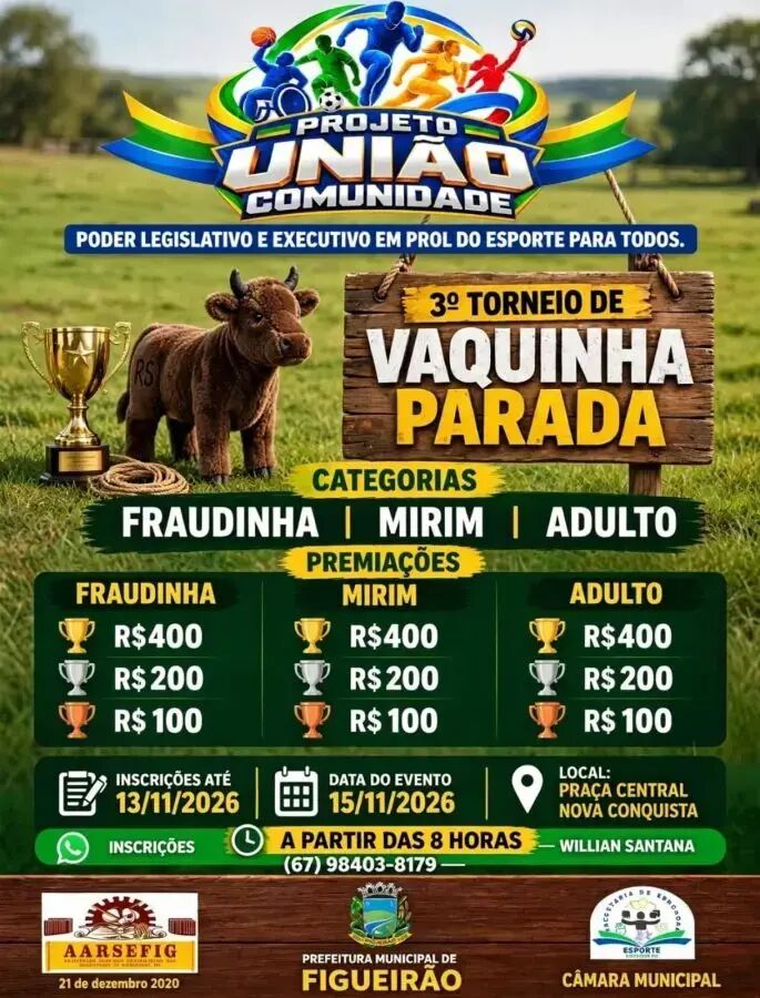 Imagem ilustrativa da matéria Figueirão realiza 3º Torneio de Vaquinha Parada com premiação de até R$ 400