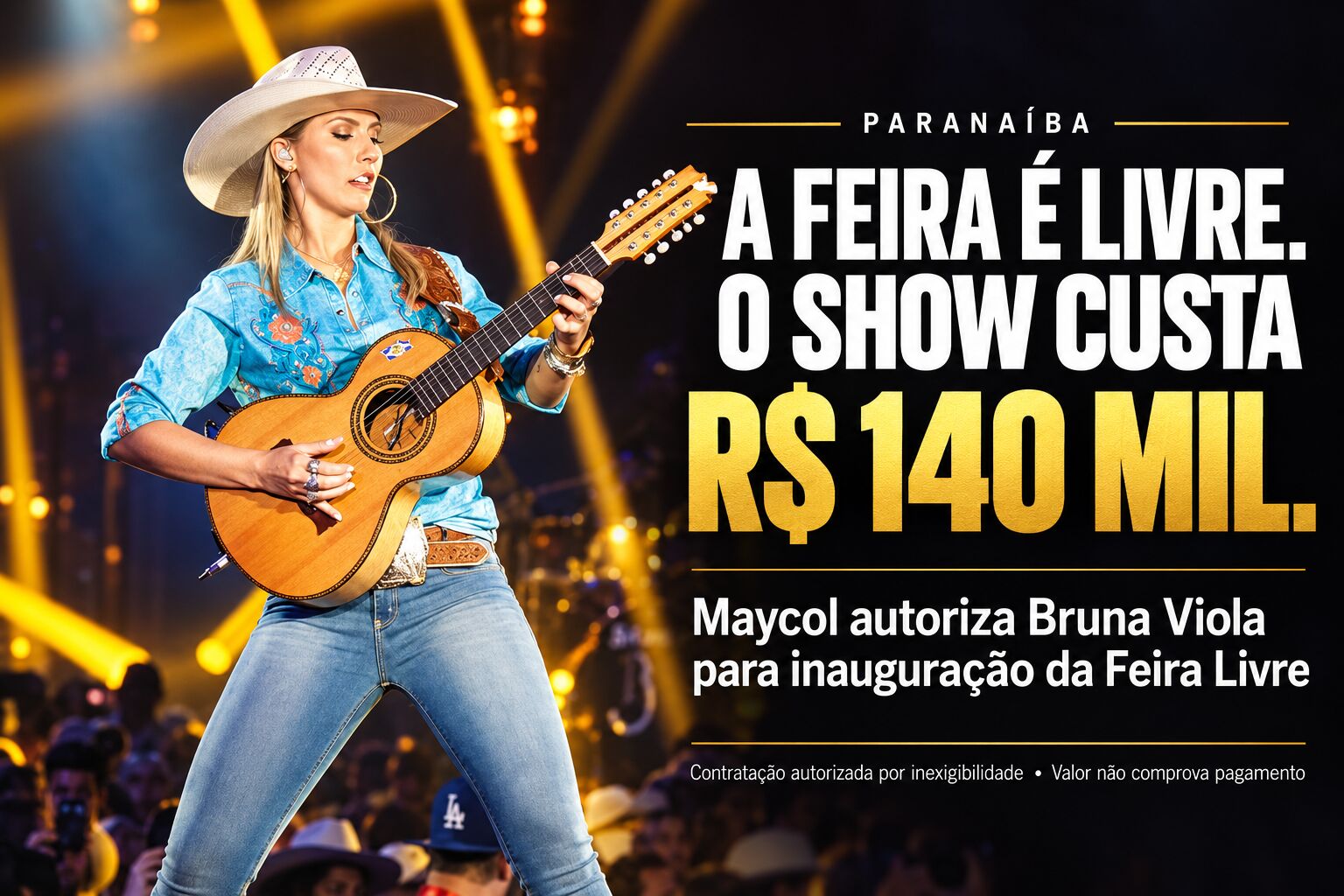 Imagem da notícia A feira é livre, o show tem preço: Maycol autoriza R$ 140 mil para Bruna Viola em Paranaíba