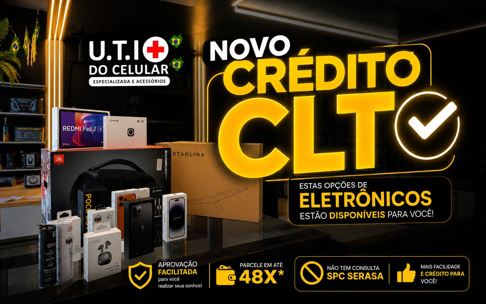 Ilustração da notícia U.T.I. do Celular reinaugura loja e lança Crédito CLT para facilitar compras