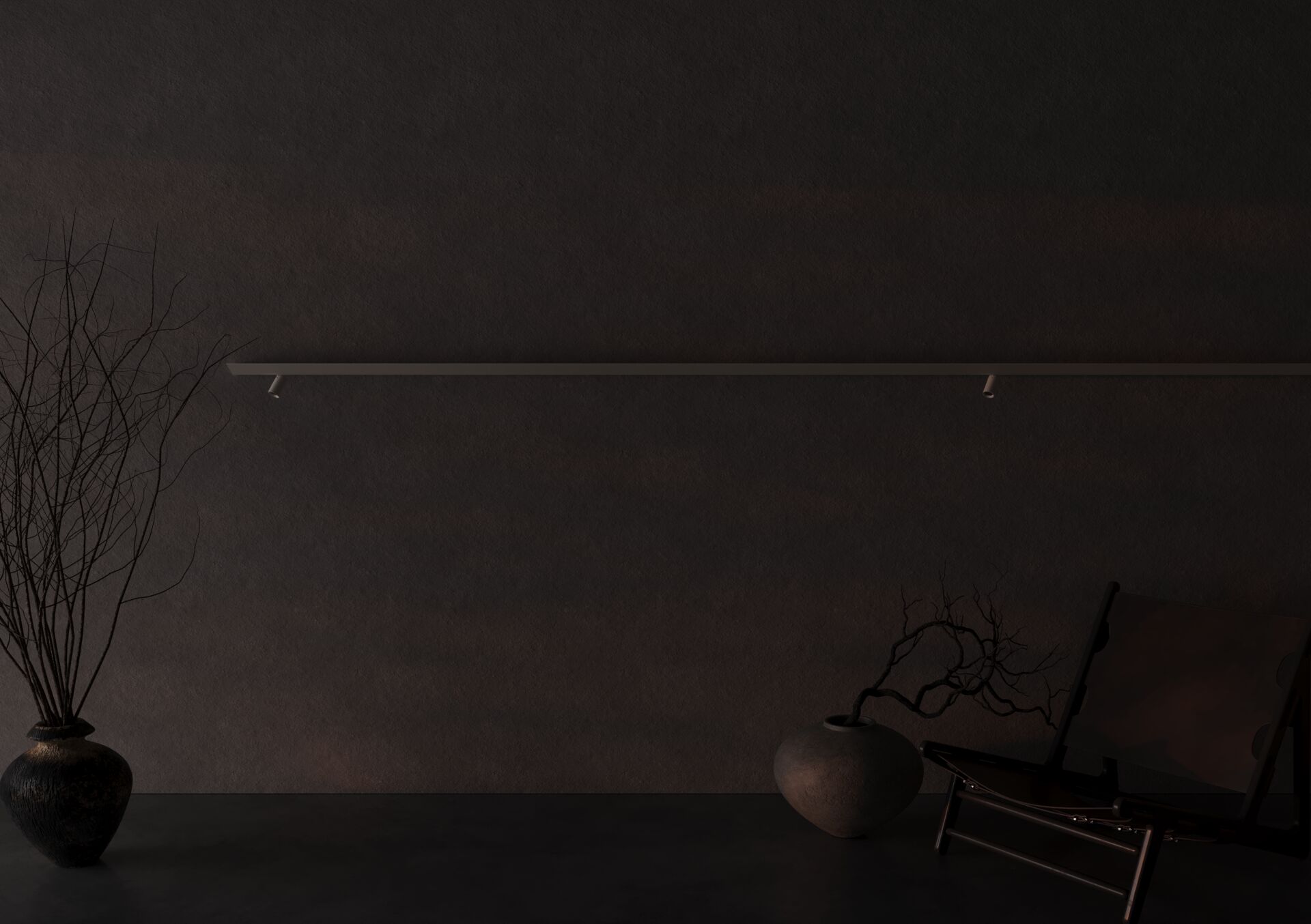 Ambiente minimalista com o FIT10 Wall e a iluminação apagada