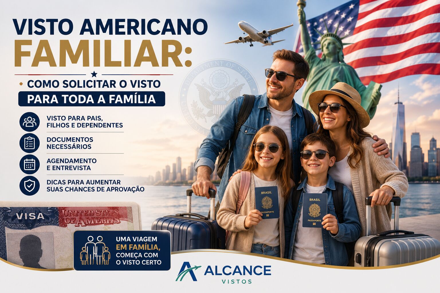 Imagem principal do artigo Visto Americano Familiar: Como Solicitar o Visto Para Toda a Família