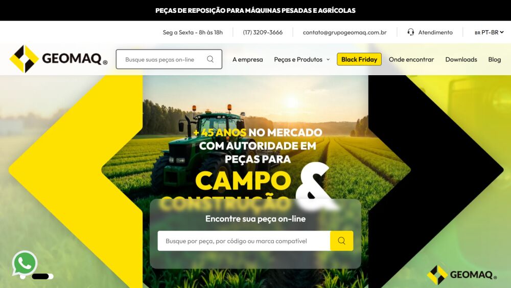 Página inicial do site Geomaq, projeto da Eco Webdesign