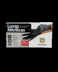 Imagem de Luva Nitrílica sem Pó Preta Tamanho M Descarpack – Caixa com 100 Unidades