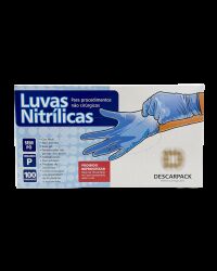 Imagem de Luva Nitrílica sem Pó Azul Tamanho P Descarpack – Caixa com 100 Unidades