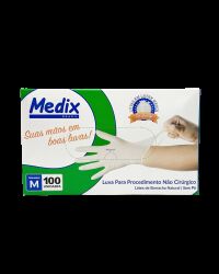 Imagem de Luva de Procedimento em Látex sem Pó Tamanho M Medix – Caixa com 100 Unidades