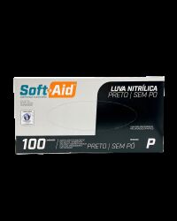 Imagem de Luva Nitrílica sem Pó Preta Tamanho P Soft Aid – Caixa com 100 Unidades