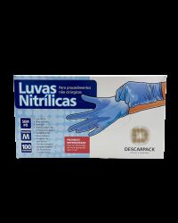Imagem de Luva Nitrílica sem Pó Azul Tamanho M Descarpack – Caixa com 100 Unidades