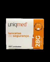 Imagem de Lanceta de Segurança 28G x 1,8 mm Uniqmed – Caixa com 100 Unidades