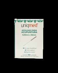Imagem de Agulha para Acupuntura 0,25 x 30 mm Uniqmed – Caixa com 100 Unidades