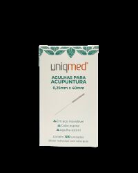 Imagem de Agulha para Acupuntura 0,25 x 40 mm Uniqmed – Caixa com 100 Unidades