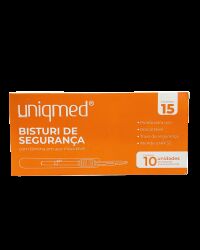 Imagem de Bisturi de Segurança Nº 15 com Cabo Nº 3 Uniqmed – Caixa com 10 Unidades