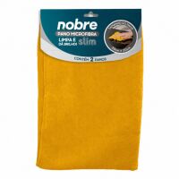 Imagem de Pano de Microfibra 30 x 30 cm Amarelo Slim Nobre – Pacote com 2 Unidades