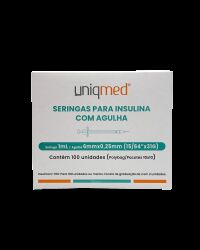 Imagem de Seringa para Insulina 1 mL com Agulha 6 mm 31G Uniqmed – Caixa com 100 Unidades