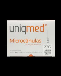 Imagem de Microcânula 22G 0,70 x 70 mm com Agulha Auxiliar Uniqmed – Caixa com 24 Unidades