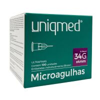 Imagem de Microagulha 34G x 4 mm Uniqmed - Caixa com 100 Unidades