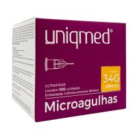 Imagem de Microagulha 34G x 8 mm Uniqmed - Caixa com 100 Unidades
