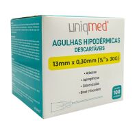 Imagem de Agulha Hipodérmica 13 x 0,30 mm 30G Uniqmed - Caixa com 100 Unidades
