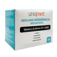 Imagem de Agulha Hipodérmica 25 x 0,70 mm 22G Uniqmed - Caixa com 100 Unidades