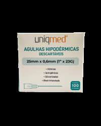 Imagem de Agulha Hipodérmica 25 x 0,60 mm 23G (1 Pol) Uniqmed – Caixa com 100 Unidades