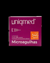Imagem de Microagulha 34G x 6 mm Uniqmed – Caixa com 100 Unidades