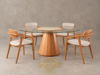 Imagem do produto Mesa Redonda Jasmim com Cadeira Lotus Estofada