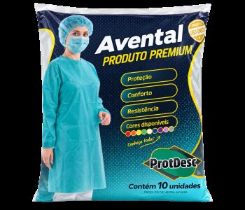 Imagem de Avental Descartável Manga Longa 30 g/m² Tamanho Único Preto ProtDesc – Pacote com 10 Unidades