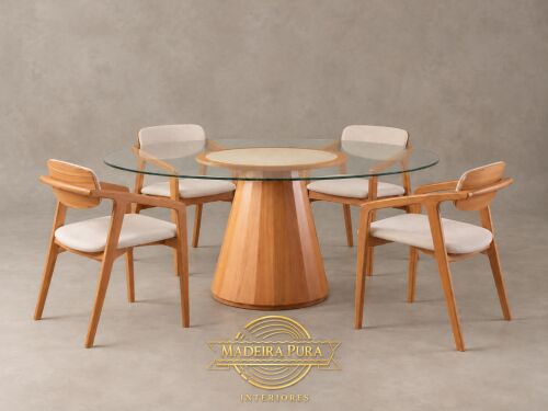 Imagem do produto Mesa Redonda Jasmim com Cadeira Lotus Estofada