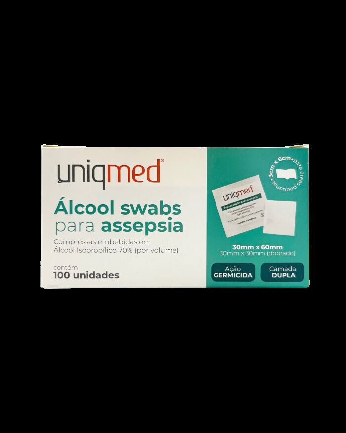 Imagem de Álcool Swab para Assepsia Uniqmed – Caixa com 100 Unidades